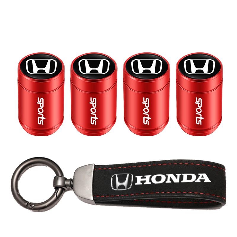 Car Tire Wheel Valve Caps Cover Suede Car Key Chain Ring Keychain For Honda Civic Fit Jazz Accord Pilot CRV Odyssey Passport HRV BRGKL1