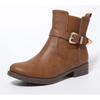 Новые Популярные Ретро Ботильоны на Щиколотке с Ремешком и Пряжкой Женские На Низком Каблуке Коричневые Ботильоны на Платформе Кожаные Женские Осенние Ботильоны с Боковой Молнией