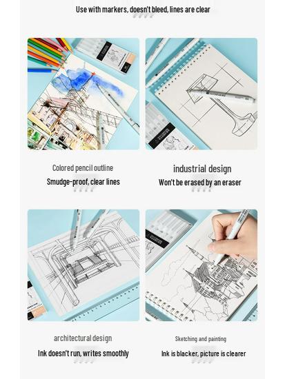 Authentic Touchmark Waterproof Quick-Dry Fine Liner Needle Pen Set for Art and Student Design
