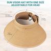 Straw Hat Women Foldable Visor Hats,Sun Visors for Women Wide Brim Straw Ponytail Summer Beach Hat