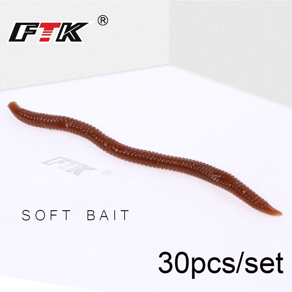 30pcs/lot Soft Bass Tackle Fishing Lure EarthWorm bloodworm Worm Red Baits