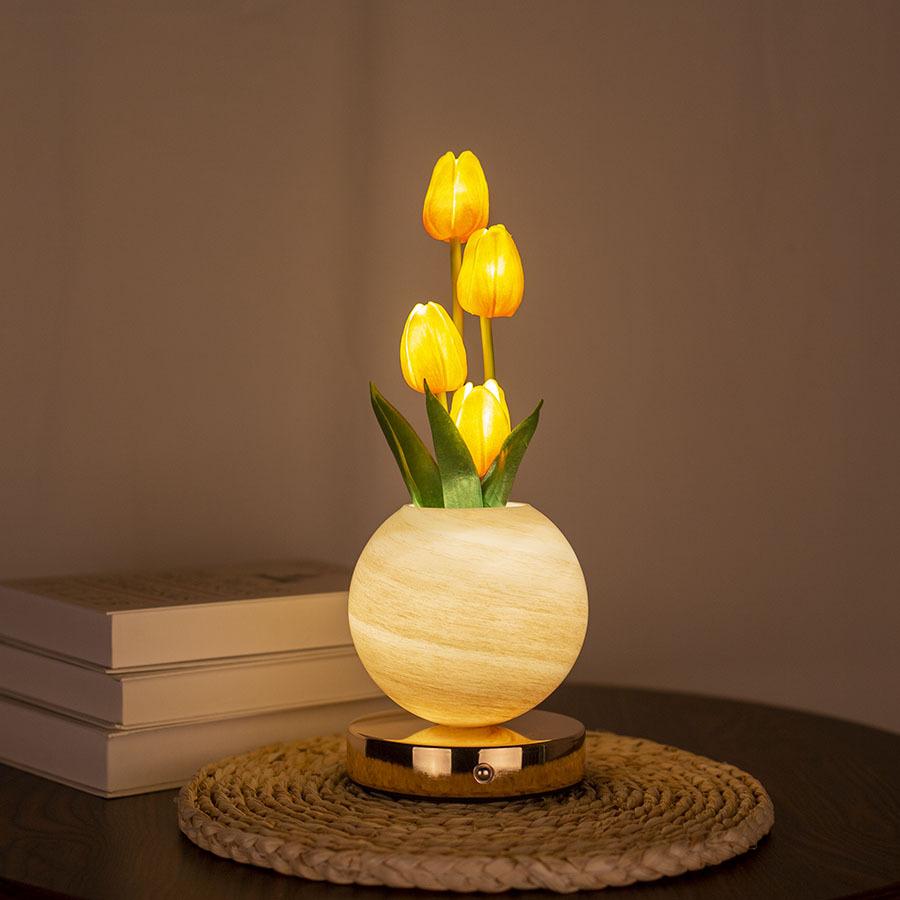 Tulip Night Light Artificial Flower Bouquet Table Lamp Bedside Mood Lamp Dreamy Planet Decor