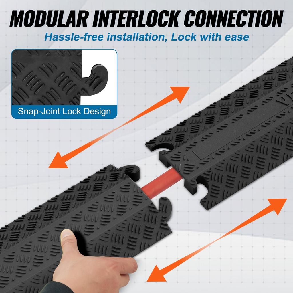 3 PCs Drop Over Cable Cover Ramp, 2,000 lbs/axle Load Capacity, Heavy Duty Cable Hose Protector Ramp, Floor Cord Cover for High Walking Traffic Areas