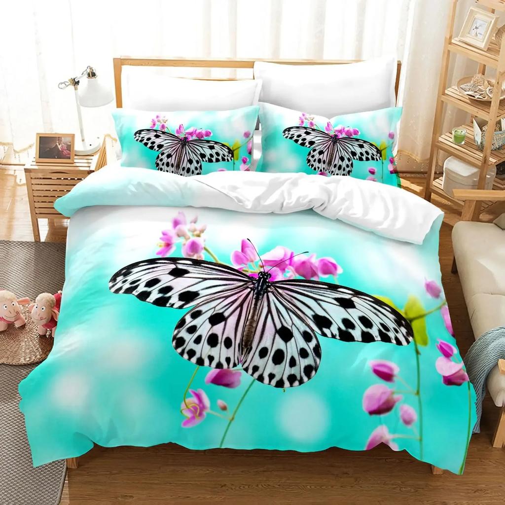 3D Print Fantasy Butterfly Animal Romantic Comfortable Duvet Quilt Cover Pillowcase Bedding Set Bedroom Decoration Home Textile