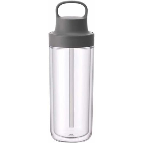 KINTO To-Go Bottle, 480ml, Dark Gray, with Straw, Lightweight, Dishwasher Safe, Double Walled, 20075