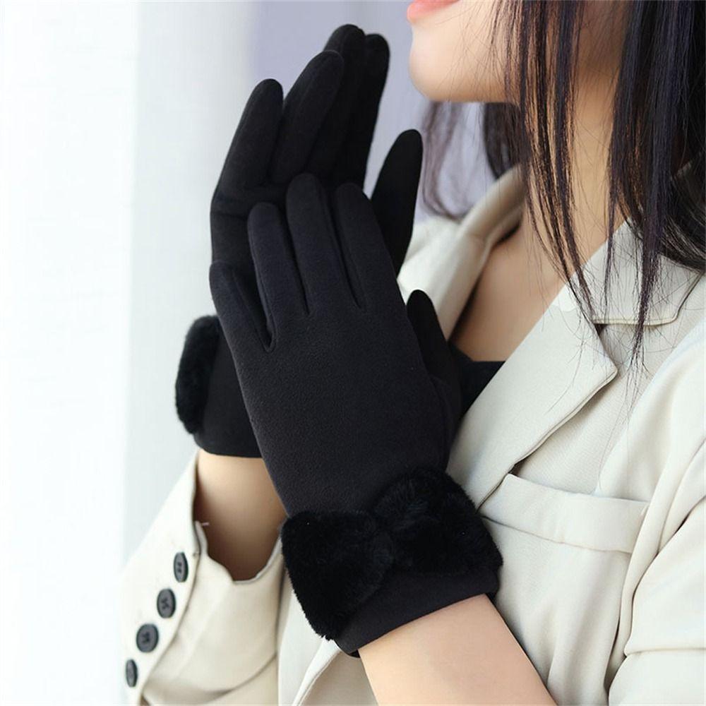 Fashion Thickened Warm Gloves Windproof Cold Proof Touch Screen Winter Gloves All Finger Mittens for Women Girls