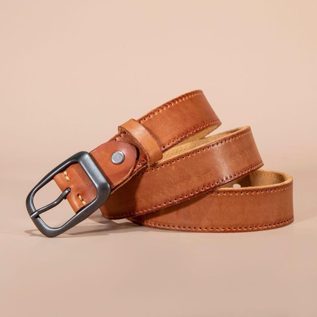Ремень в стиле ретро, мужской кожаный ремень первого слоя, простой студенческий ремень с японской пряжкой, прямые продажи