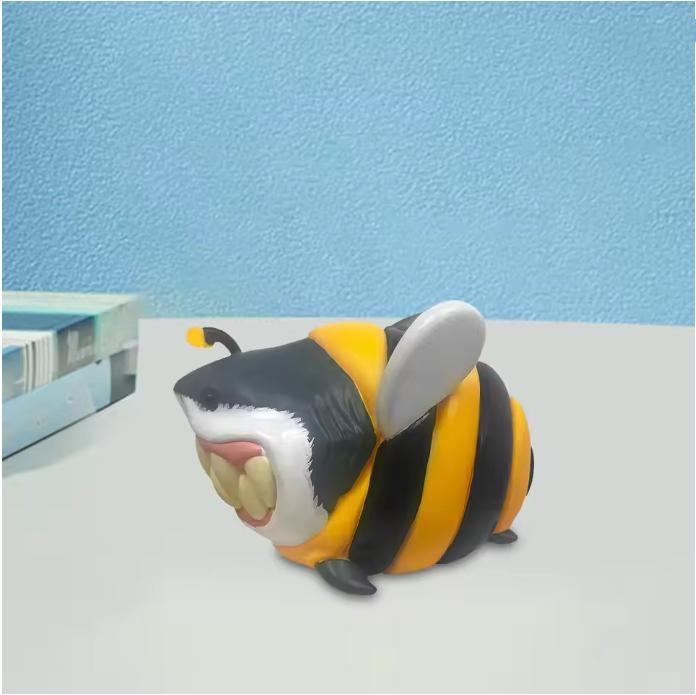 Акула смоляное украшение мультяшная акула пчела фигурка настольный декор коллекционная акула статуэтка для каминной полки книжный стол