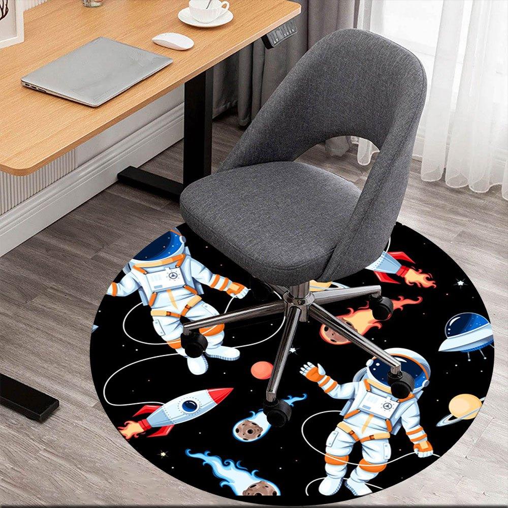 Space Adventure: Astronauts, Rockets, and Planets Sticker SetRound Non-Slip chair mat chair carpet for office Rugs for Office Decor Gift For Valentine