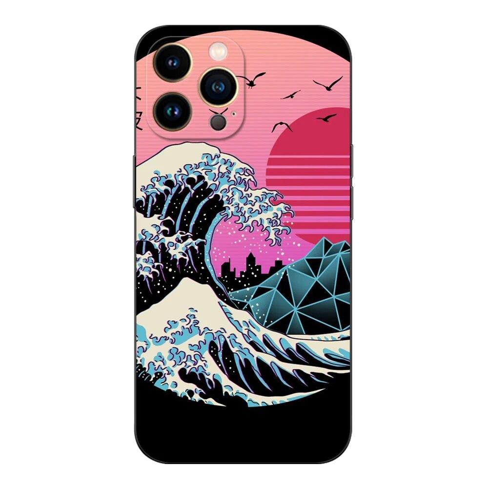 Чехол для телефона с мультяшной волной для iPhone Samsung Galaxy Redmi Xiaomi Oppo OnePlus Note SA 7 8 9 10 11 12 13 14 20 21 22 23 53 54 Pro Max Ultra TPU Soft