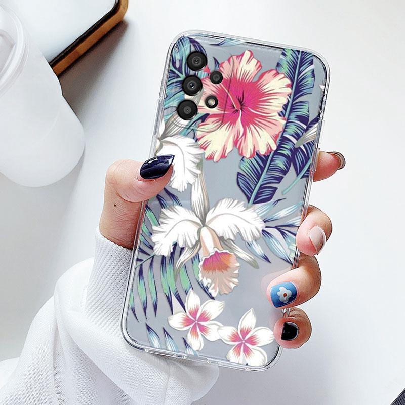 Чехол для телефона Samsung A53 5G A33 Цветочный силиконовый чехол для Samsung Galaxy A73 Fundas Coque Прозрачный мягкий Capas Цветочный ТПУ