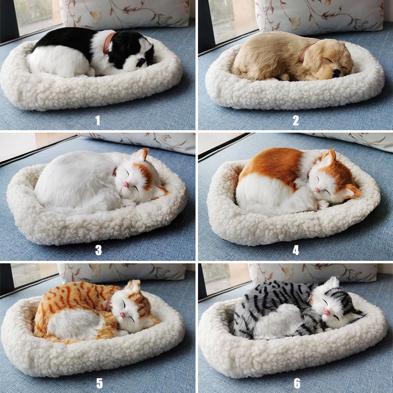 Дышащая Кошка Симуляция Модель Кошки Украшения Плюшевая Спящая Собака Украшения для Дома Реквизит для Фотографии Поделки Оптом