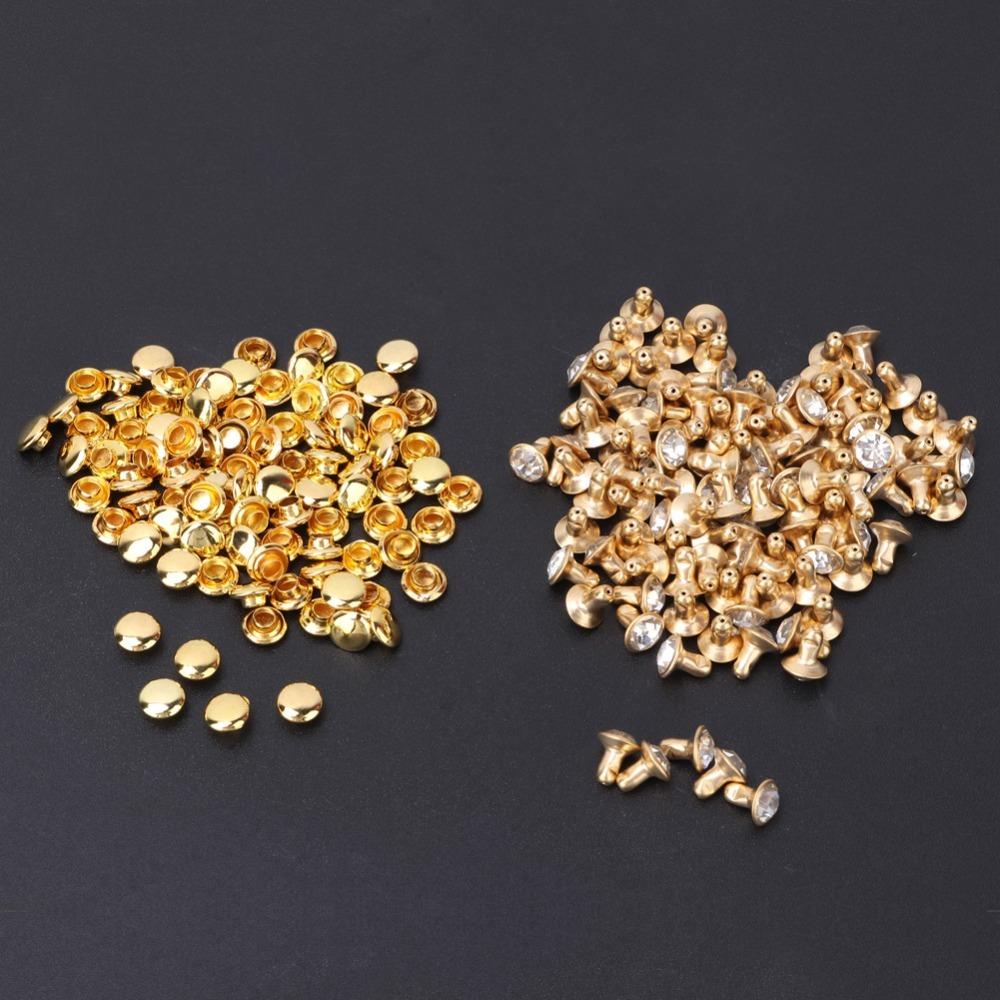 100pcs Silver & Gold Leathercraft Rivets 6mm & 7mm Double Cap Rivets  DIY Leather Craft
