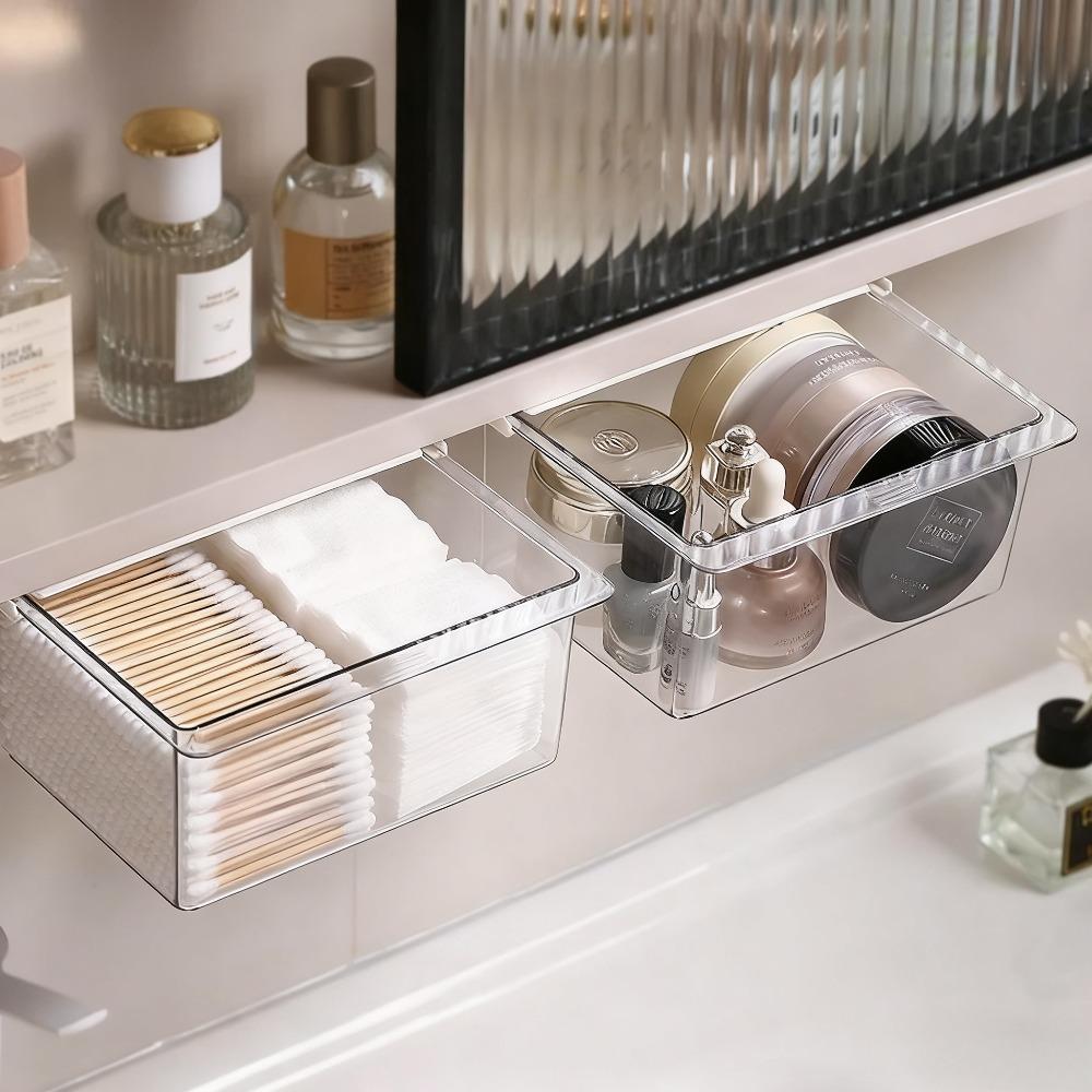 Прозрачный мультяшный органайзер для ящиков для хранения макияжа, выдвижной косметический кейс, полка для ванной комнаты, аксессуар для шкафчика