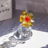 Handcraft Crystal Flower Statue Clear Base Ornament Artificial Flower Figurine Rose Tulip Gift Mini Glass Flower Sculpture