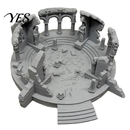 Greek Ruins Desktop Decor Ancient Altar Statue, Micro Landscape Miniature Model, Detailed Sculpture 3D Printed Architecture Ornament for Home
