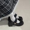 Black Retro British Style Thick Heel Jk Small Leather Shoes Women's 2025 New Summer Skirt Heightening Mary Jane Shoes