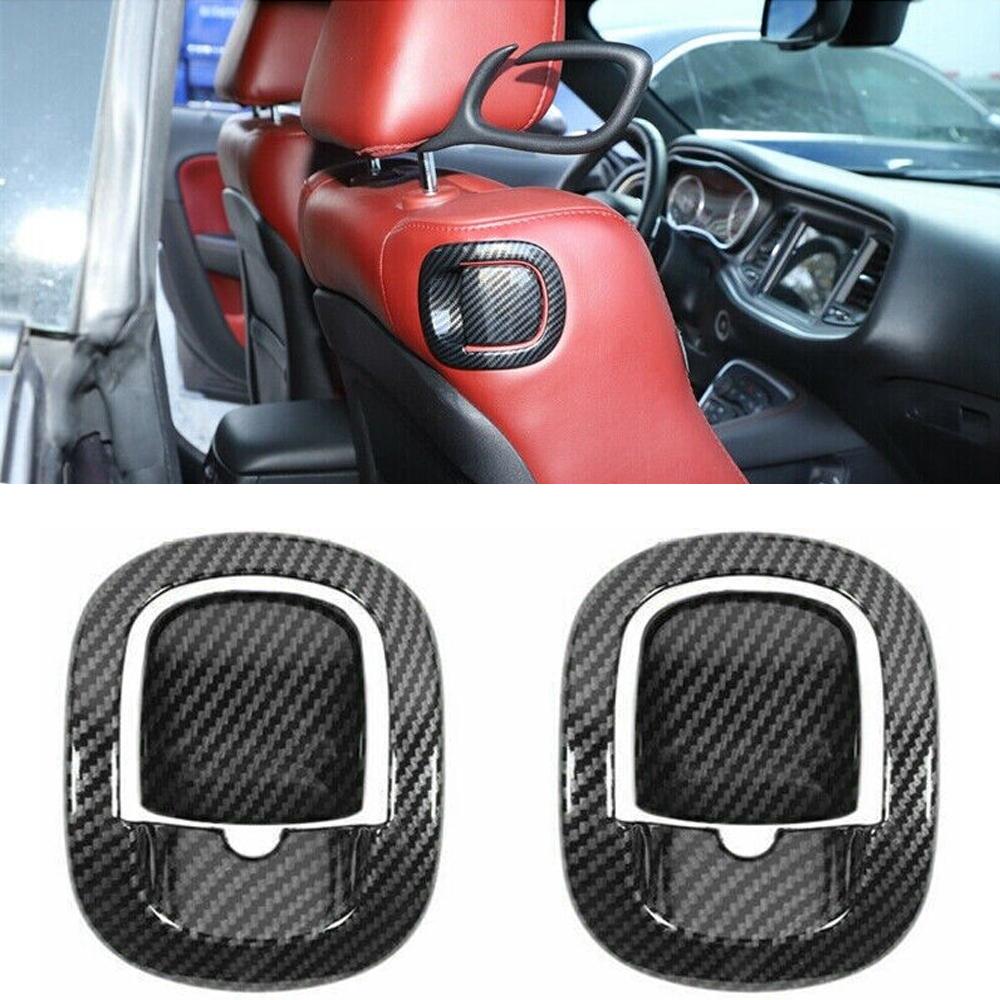 ABS Carbon Fiber Backrest Seat Handle Button Decor Cover Bezel Trim For Dodge Challenger 2016-2023