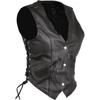 Women Motorcycle Leather Vest Ladies Waistcoat Black