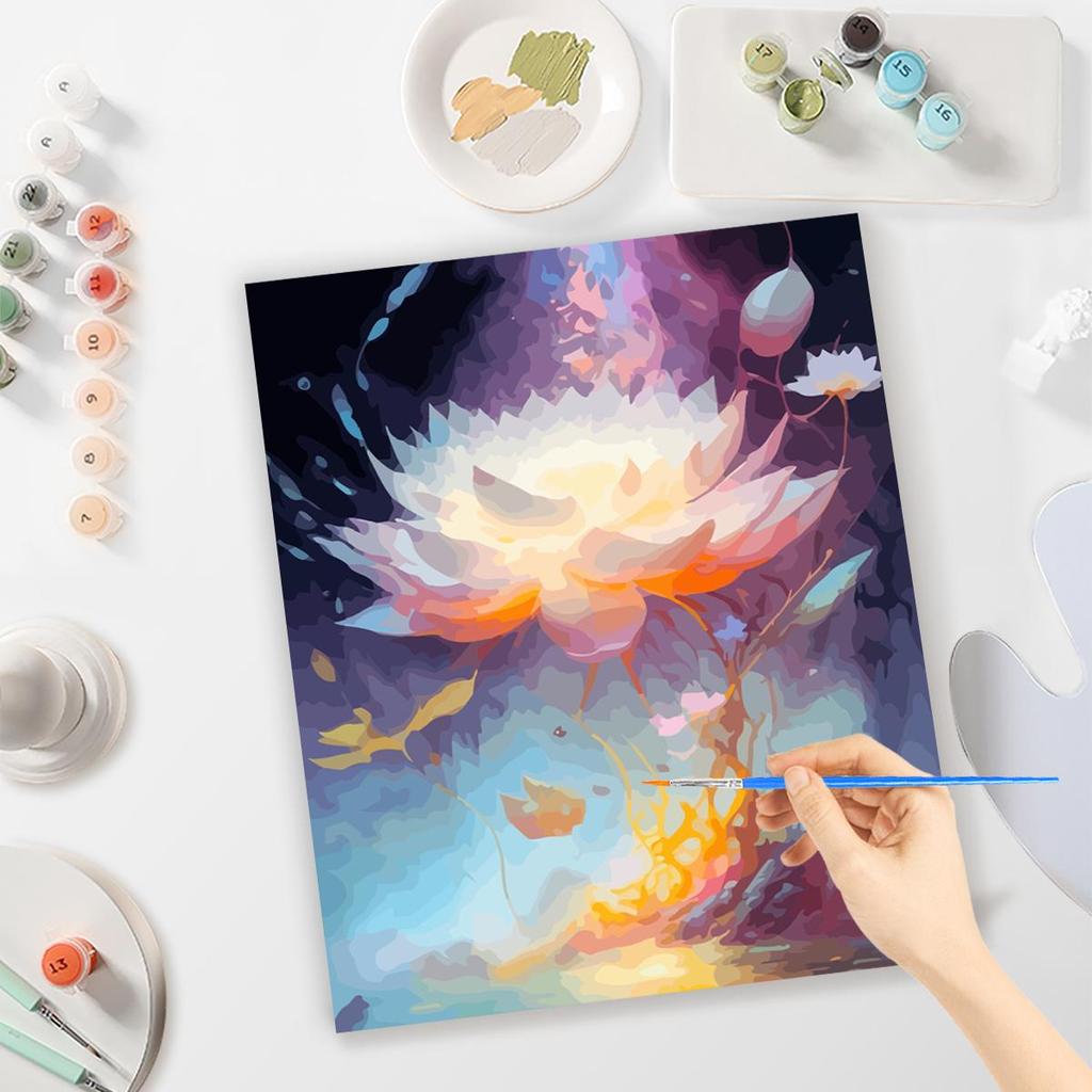 Рамка для рисования лотоса по номерам для взрослых, наборы цветов, краска ручной работы по номерам, стартовый набор для домашнего настенного искусства 40x50 см