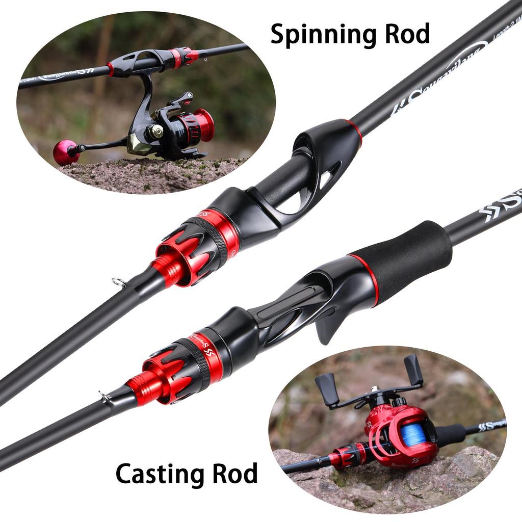 SOUGAYILANG Portable 4-section Fishing Rod 2.1M Fishing Rod Carbon Fiber Spinning Fishing Rod Fishing Gear