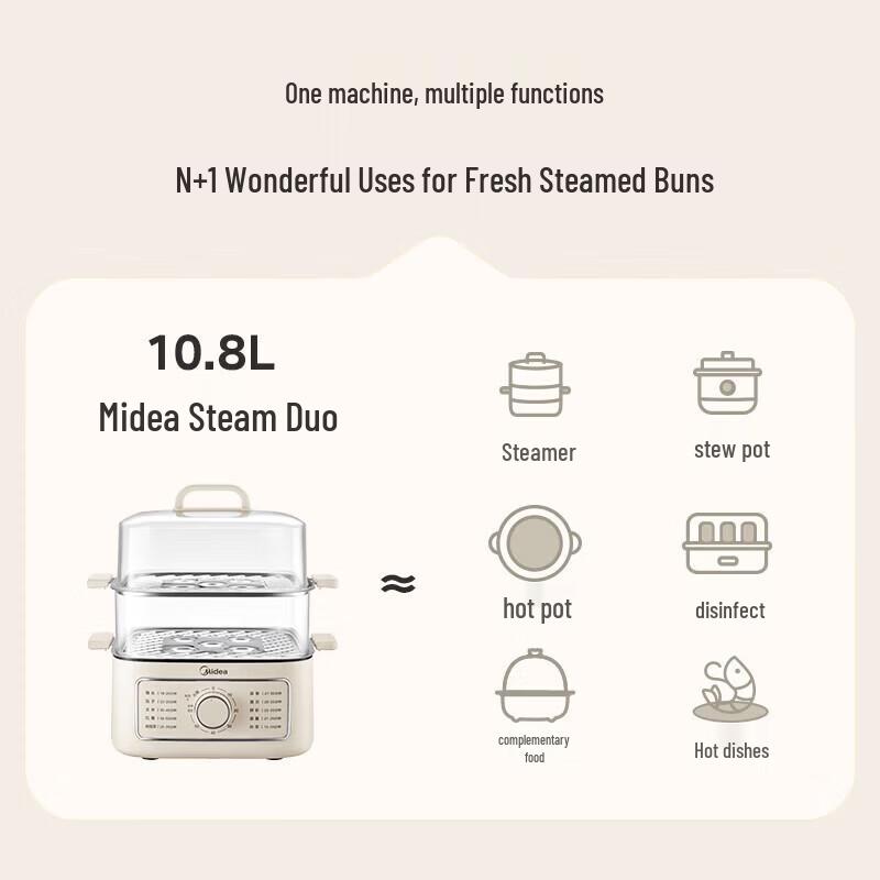 Midea 10.8L Multi-functional Electric Steamer with 3 Layers CN plug (adapter included)