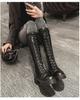 Fashion British Style Knee-High Boots Women Soft Comfortable Side Zipper Lace Up Shoes Female Sexy Slim Warm Woman Boots 358