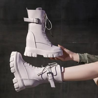 Платформа Очень Высокий Каблук До середины икры Черно-белые Туфли Для Женщин Женские Сапоги Обувь Половина Новая Рок Со Стильным Y2K Готическим