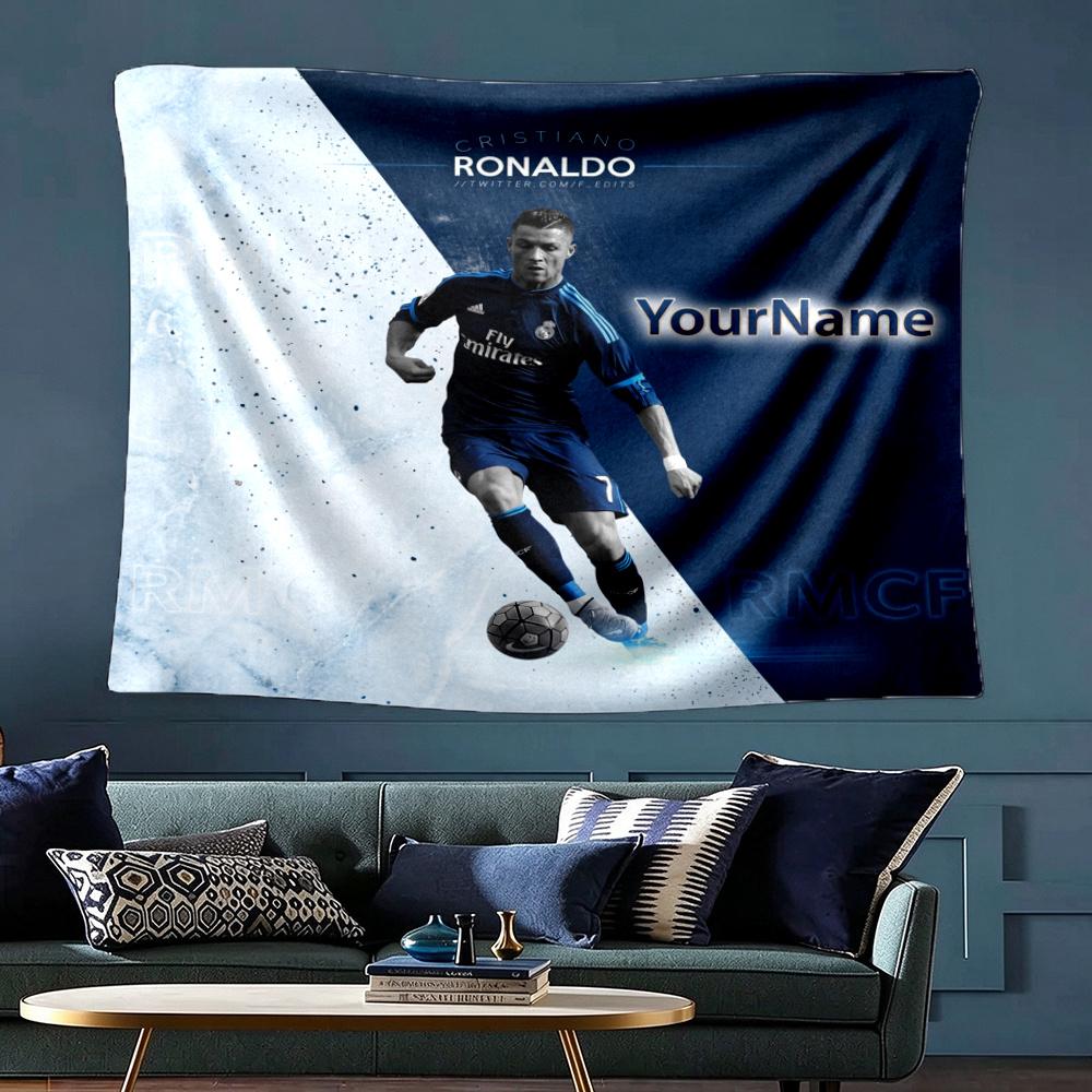 Cristiano Ronaldo Custom Your Name Wall Decor Tapestry Art For Pet Memorial Birthday Wedding Party Backdrop Family Gift