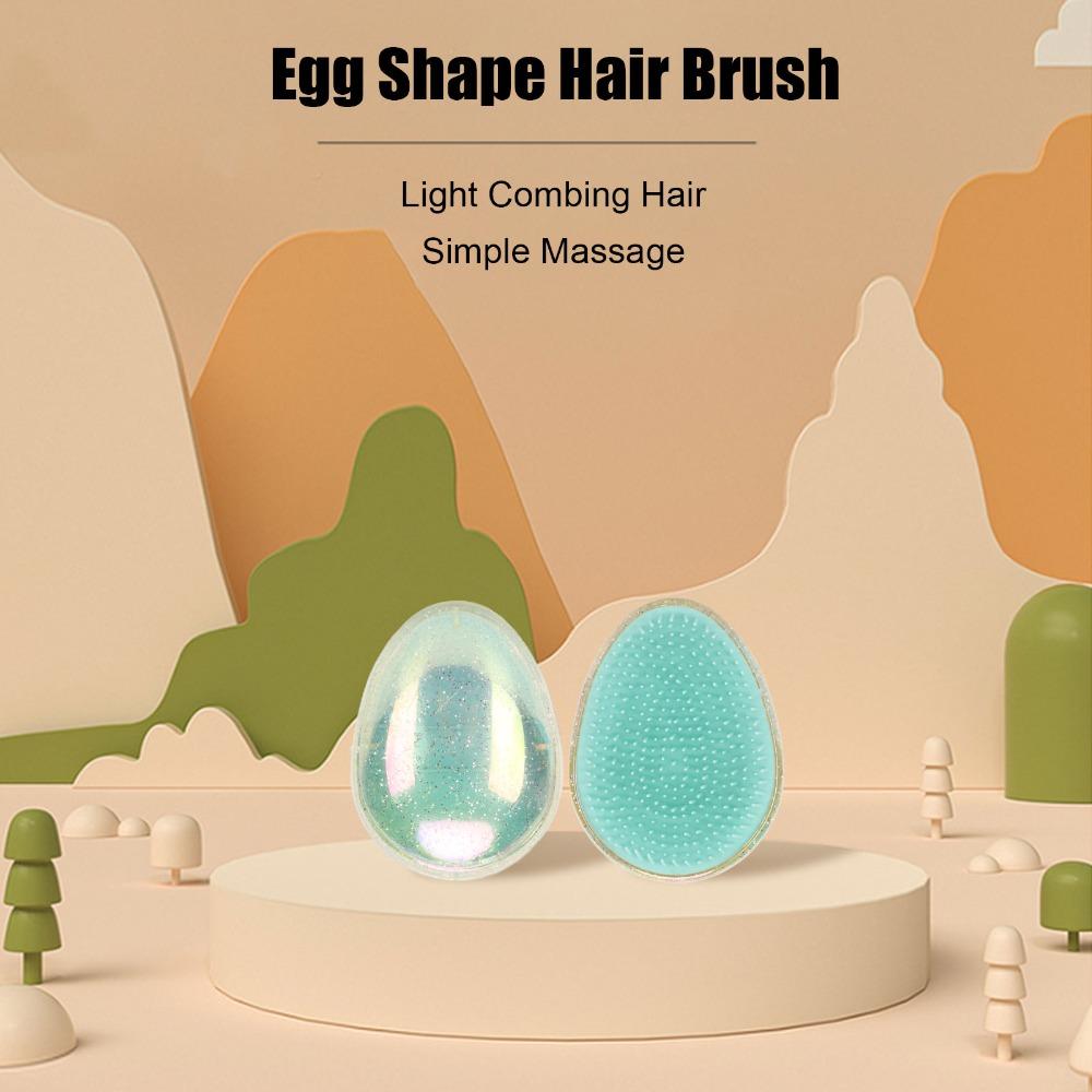 Soft Scalp Massage Brush Wet and Dry Use Detangling Hair Brush Egg Shape Hair Brush Home Use