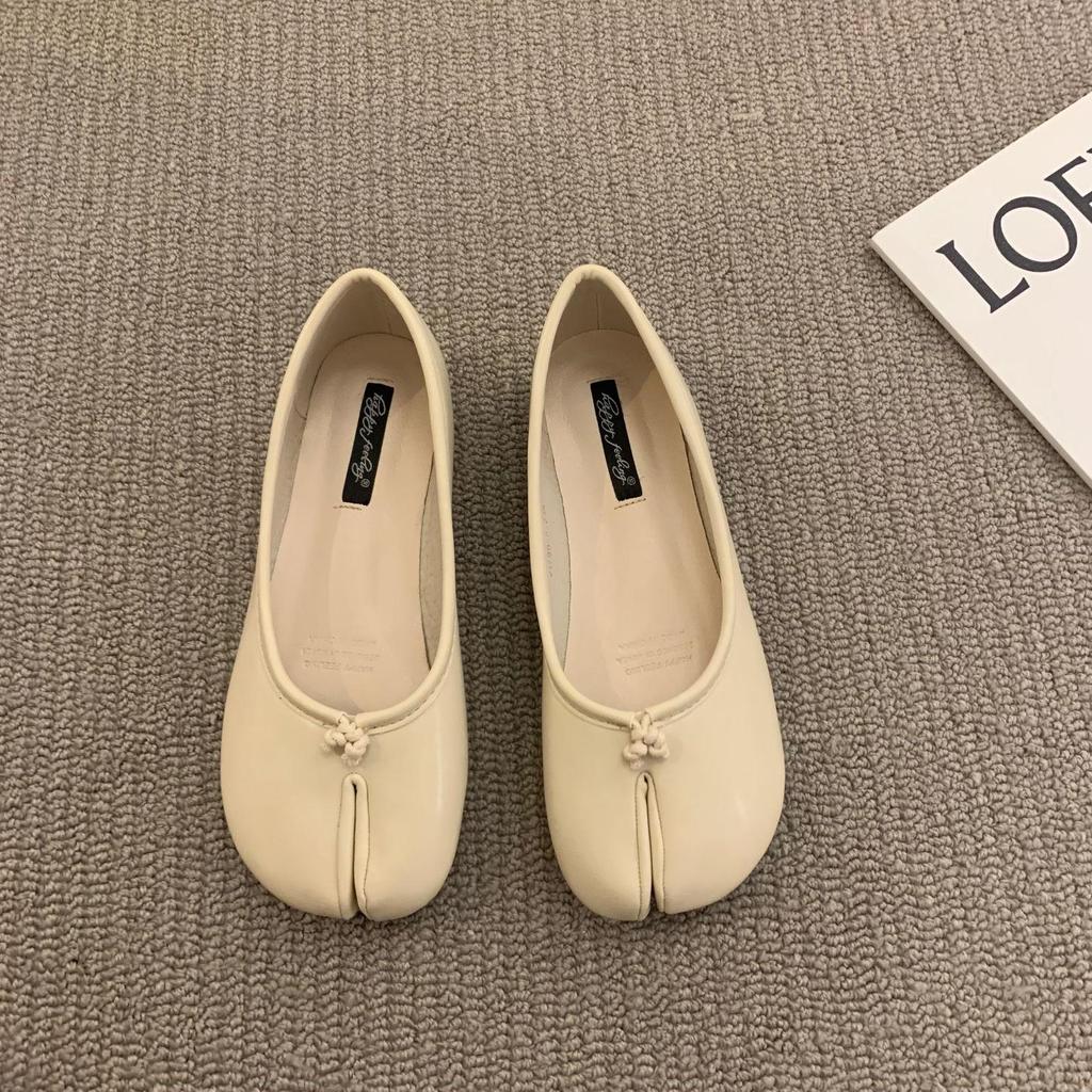 Туфли-бобы женские 2021 лето плоская подошва с разрезом на пальце и дизайном с пряжкой 'horsebit'