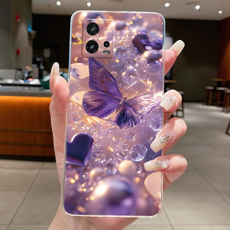 For Cover Motorola Moto G72 Case G 72 Flower design Clear Soft Silicone Back Funda Bumper For Moto G72 MotoG72 Phone Cases Coque