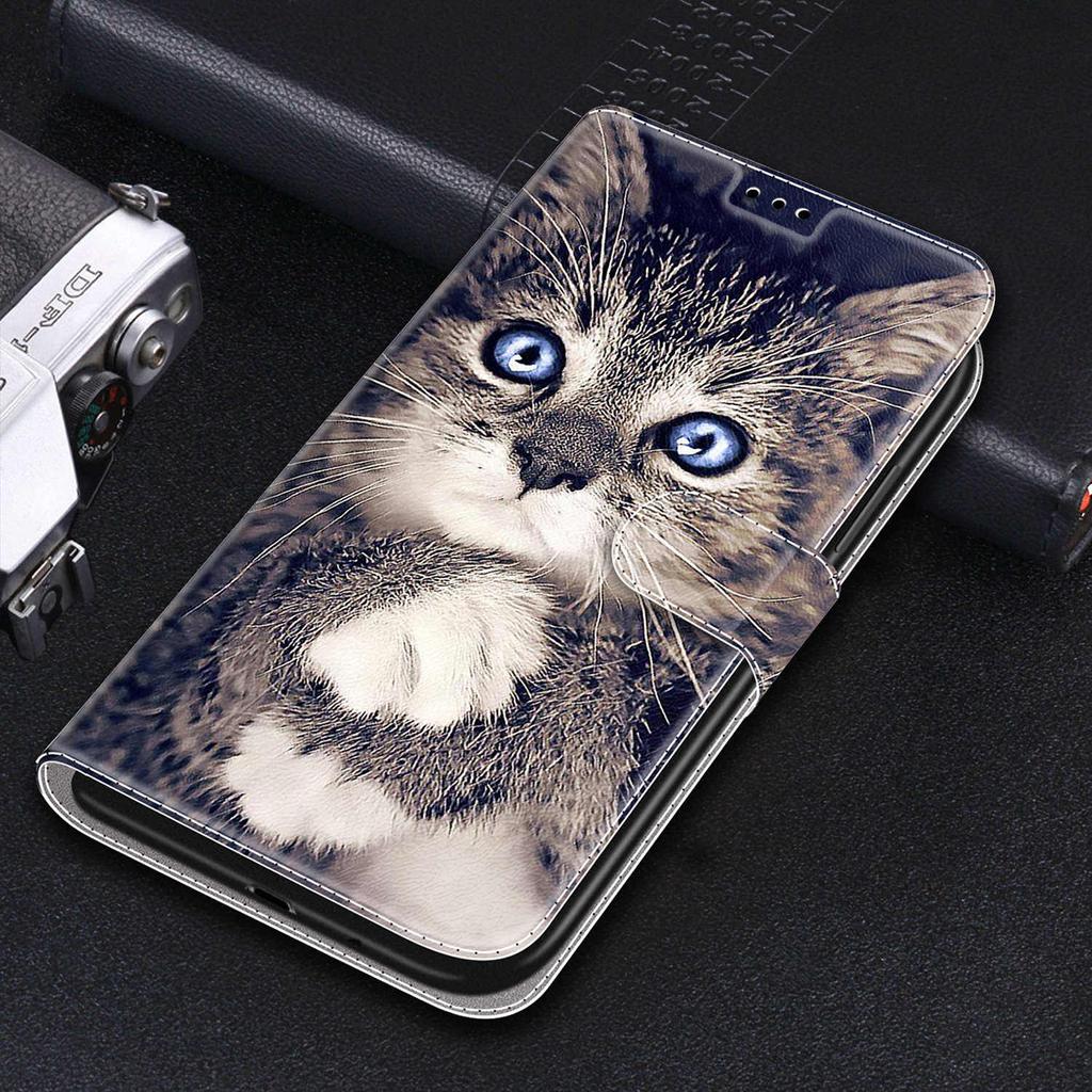 Luxury Painted Leather Case Wallet Book Style Protective Cover for Samsung Galaxy S25 S24 S23 S22 S21 Ultra Plus S24FE S23FE S20 S10 S9 S8 S7