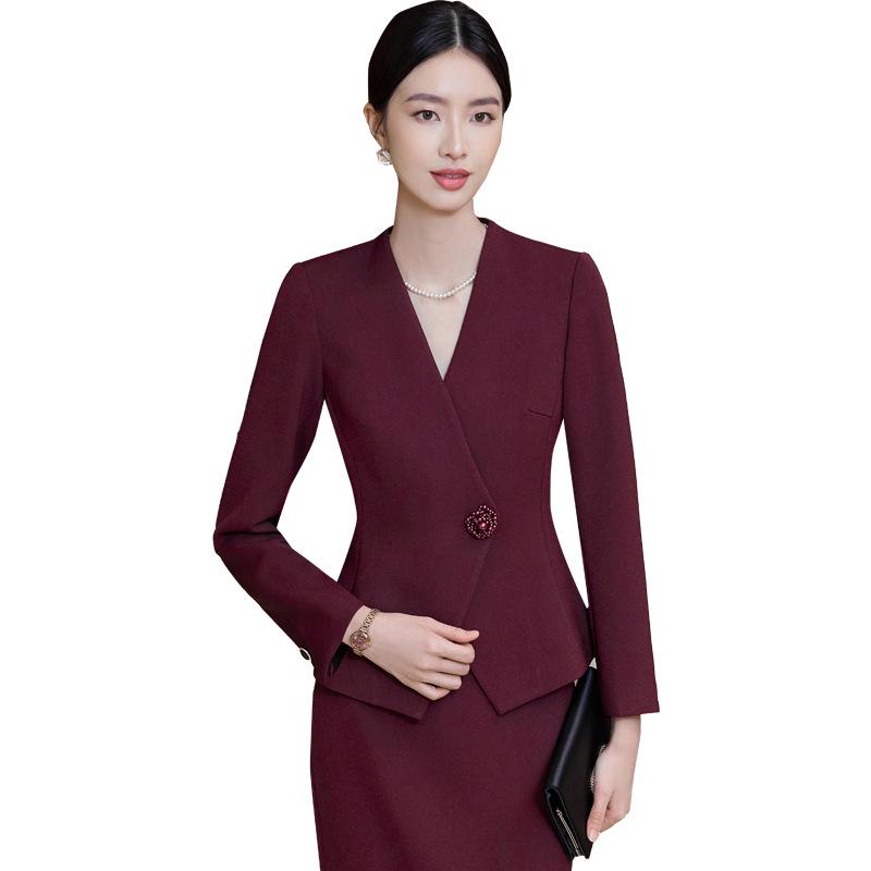 Elegant Apricot Women's Blazer Set: Chic Street Style, High-End Professional Suit