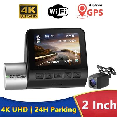 4K Dashcam GPS WIFI 24h Parking Monitor Dash Cam Car Dvr Двойная камера спереди и сзади Ночное видение Dvr Мини Видеорегистратор