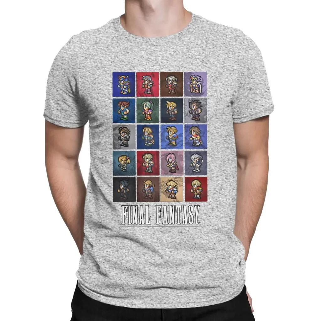 Cool Tees Video Games Round Collar Tshirt Pure Cotton Graphic Printed Clothes Final Fantasy All Ff Pixel Sprite Unisexs Shirt X