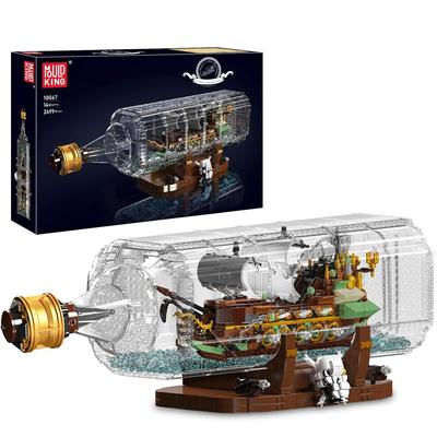 MOULD KING 10067 корабль в бутылке, строительный блок «Летучий голландец», модель пиратского корабля, парусная лодка, игрушки, детские рождественские подарки