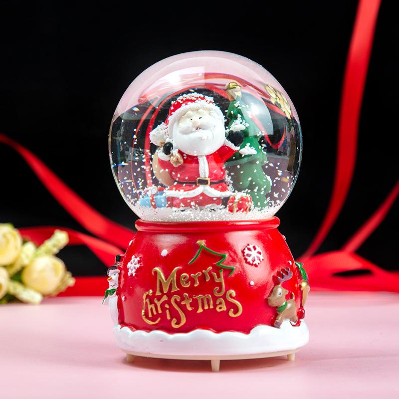 Cartoon Couple Crystal Ball Resin Snow Globe Music Box Toy