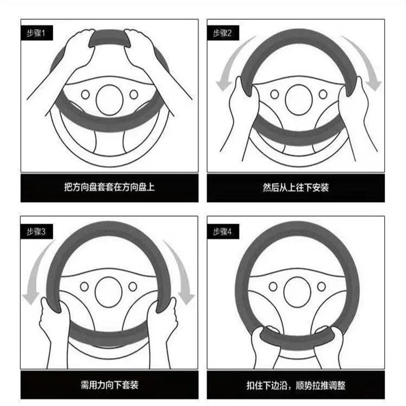TQ014All Seasons Leather Steering Wheel Cover Universal Fit For Ford Fiesta C-Max Kuga Ranger Raptor KA Fusion ST Transit Edge