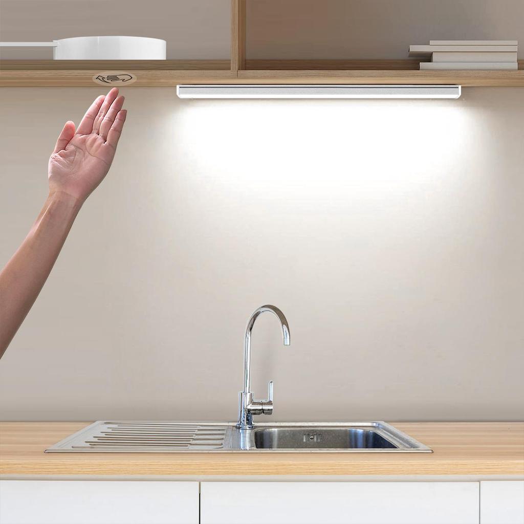 30/40/50 см USB 5 В светодиодный светильник для шкафа, проницаемый деревянный ручной датчик касания, регулируемый алюминиевый ночник для кухни, спальни