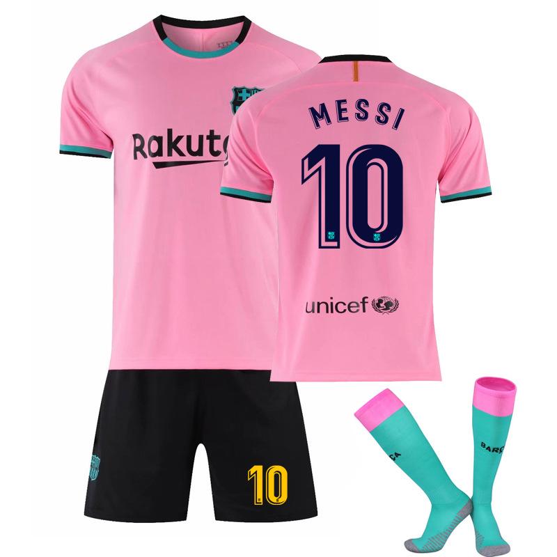 Kids Soccer Jersey Set Messi 10 Barcelona 20-21 Home Away Football Uniform Boys Sports Training Kit