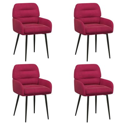 Dining Chairs 4 Pcs Velvet Wine Red 59 X 59.5 X 90 Cm