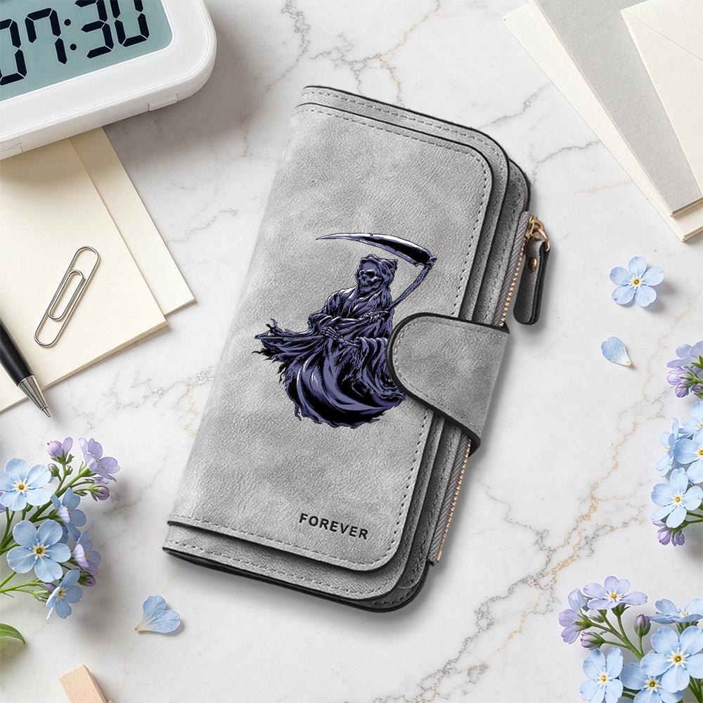 Grim Reaper Pattern Long Wallet Forever Style Fashion Card Holder Portable Daily Use Purse