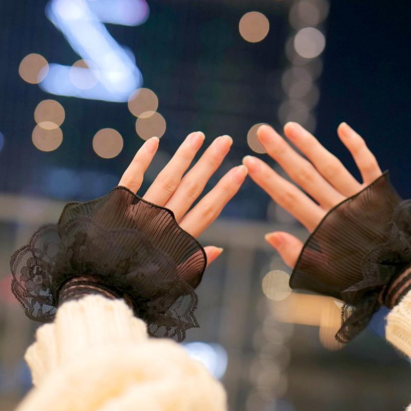 1 пара модных элегантных поддельных рукавов с кружевными оборками, манжетами, декоративными рукавами, съемными манжетами