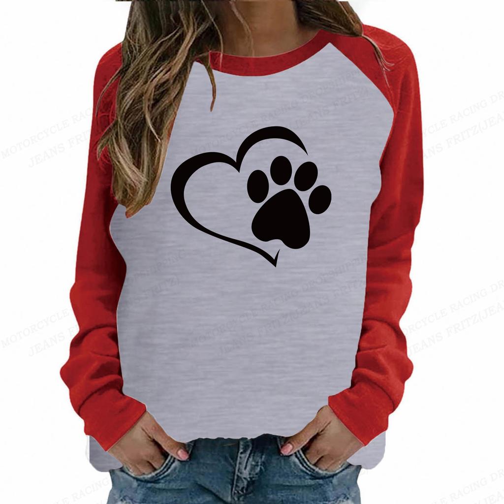 Женские толстовки с круглым вырезом, модные спортивные костюмы с 3d принтом животных, собак, лап для девочек, спортивные костюмы большого размера, пуловер, одежда с длинными рукавами, пальто