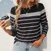 New Autumn Loose Casual Striped T Shirt Women Tops Fashion Round Neck Long Sleeve T-shirt for Women Winter Bottoming Elegant Slim Tee Shirt 24738