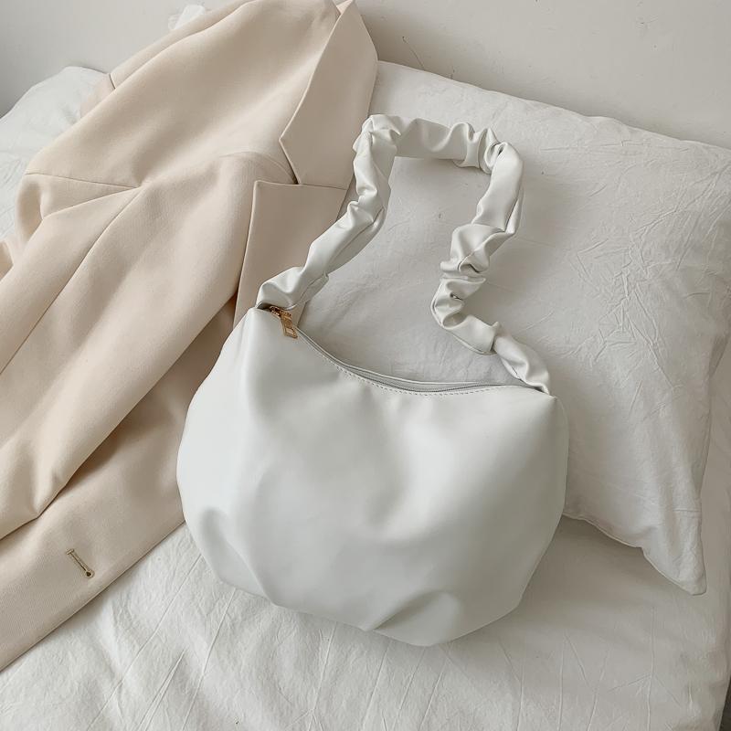 Модная женская сумка Cloud Underarm Bag из мягкой искусственной кожи, однотонная плиссированная женская сумка на одно плечо, летняя новая повседневная универсальная сумка