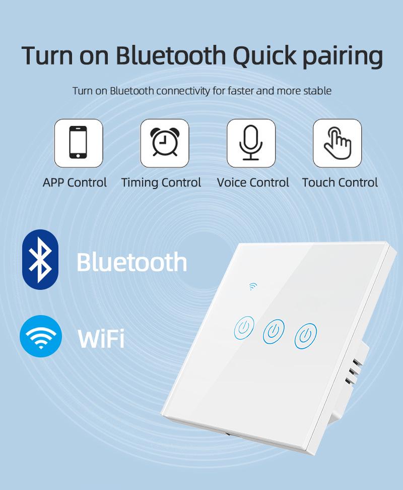 Умный настенный WiFi-таймер для выключателя света - Совместим с Alexa/Google, Управление по RF/APP/Сенсорное
