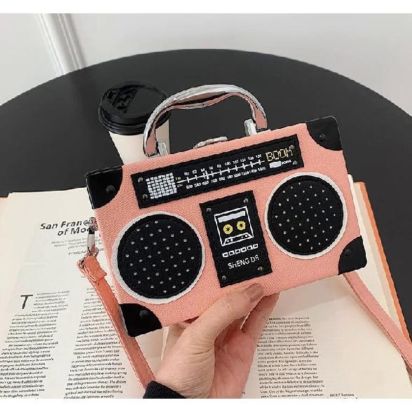 3 цвета, винтажная универсальная креативная сумка унисекс с радио, металлическая сумка на плечо в стиле панк, ностальгическая маленькая квадратная сумка для женщин и мужчин, для девочек