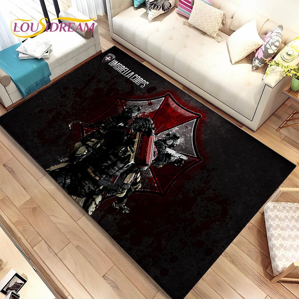 3D R-Resident Evil Games Gamer Area Rug, ковер для гостиной, спальни, дивана, коврика для двери, детский игровой нескользящий коврик